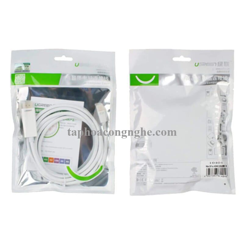 Ugreen 10453 3M màu Trắng Cáp chuyển đổi Mini DP sang HDMI hỗ trợ phân phải 4K x 2K MD101 30010453